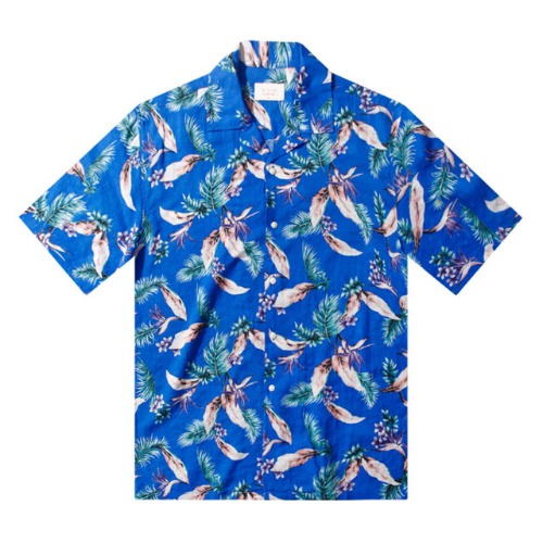 E하와이안-나뭇잎-블루 프리미엄 커플 하와이안 린넨셔츠 favorite s/s series