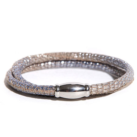 H7 bracelet Python Leather Blue-2Line snakeskin series