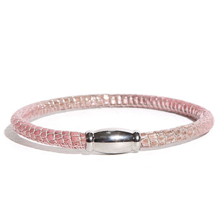 H7 bracelet Python Leather Pink-1Line snakeskin series