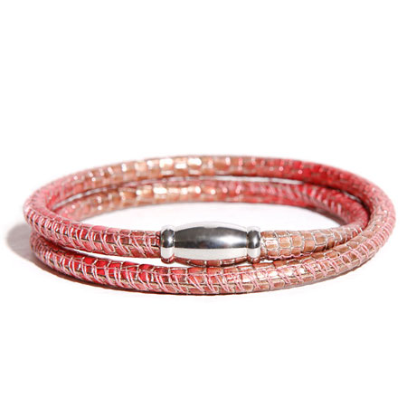 H7 bracelet Python Leather Red-2Line snakeskin series