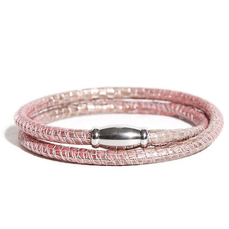 H7 bracelet Python Leather Pink-2Line snakeskin series